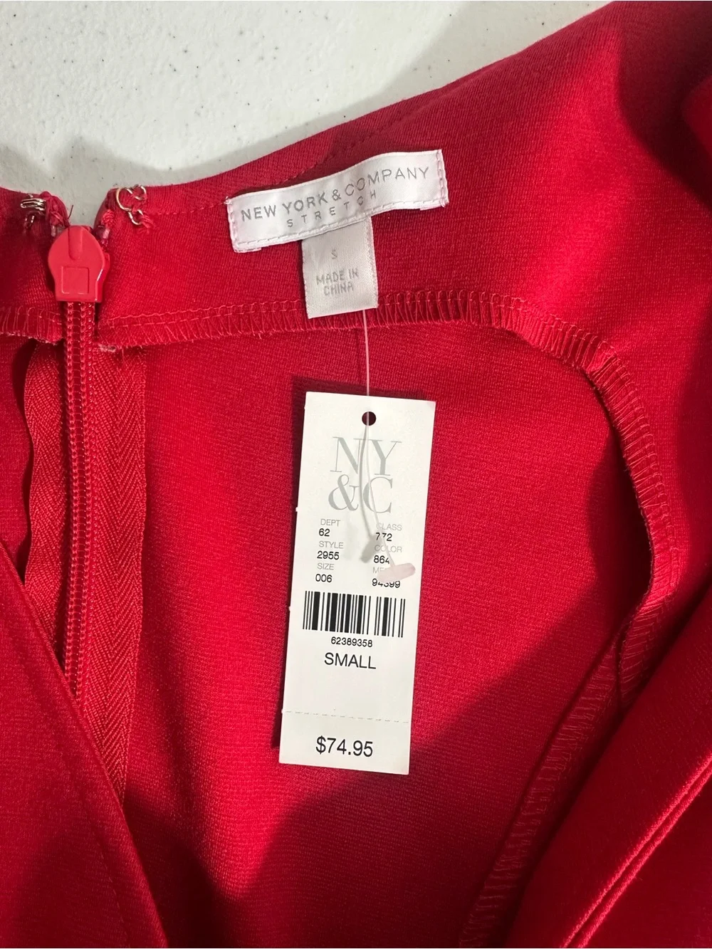 NWT New York and Company Size Small S Red Sheath Sleeveless Dress Knee Length - Picture 7 of 11